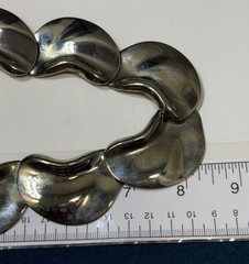 Vintage Modernist Statement Necklace Silver Tone Mirror Finish Chunky Collar