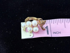 Rare Vintage 9K Yellow Gold 5MM Cultured Pearl GRAPES Clip Earrings .75″ L 5.2G