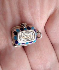 Antique Art Deco Egyptian Revival Silver 800 Enamel Moses Basket Pendant