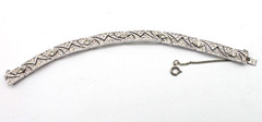 Panetta Silver Tone Metal Clear Rhinestone Art Deco Style Link Bracelet