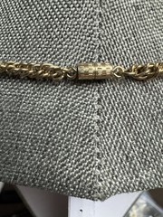 Gold Tone Tassel Pendant Flat Back Necklace 14.75” Long Barrel Clasp VTG