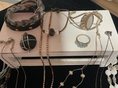 Vintage To Modern Mixed Estate Costume Jewelry Lot Silver Tone Rhinestones More