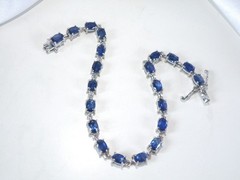 D’Joy Sterling Silver 925 Natural Blue Kyanite Tennis Line Bracelet Fits 8″