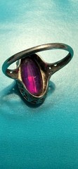 Vintage 18k white gold Art Deco Synthetic Ruby ring 1920s-30s size:6.25