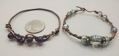 XS/S Copper & Mixed Metal Bracelets Amethyst Gemstone, Beads, Twist Bangl &Cuff