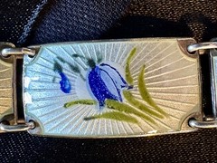 Vintage Finn Jensen Norway Gold Washed Sterling Silver Guilloche Enamel Bracelet