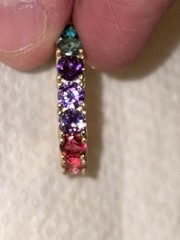 Vtg GM 925 Sterling Gold Tone 17 Rainbow CZs Eternity Band Ring Size 8 Pride 4g