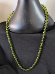 16″ Vtg Green Glass Beaded Necklace Flower Clasp Morocco