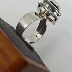 Vtg Modernist Moving Spinning Fidget Sterling Silver 925 Square Ring 8.25g
