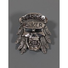 Vintage American Biker Skull Pin 3D Silver Tone Hat Lapel 1992 USA