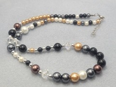Multicolor Pearl Imitation Faseted Glass Beads Necklace 21in.