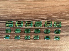Uranium Glass Rhinestone Lot Rectangular And Emerald Cut