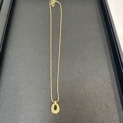 Christian Dior Oval Rhinestone Gold Necklace 39-44cm Vintage