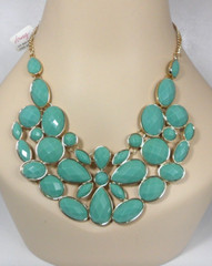Icing Bib Necklace Seafoam Green Cabochons Pear Oval Marquise MSRP $22.50 NWT