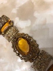 1920s Brass Glass Bracelet Vintage Antique Collectible Not specified