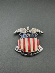 Vintage Red White Blue American Flag Enamel Eagle Shield Patriotic Brooch PWC
