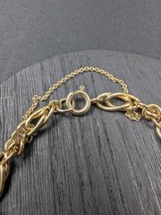 Vintage 14K Yellow Gold Double Marquise Link Bracelet 7.25” 7.6g Safety Chain