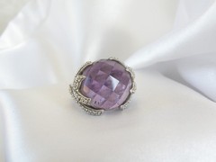 Vintage Sterling Silver 925 Natural Amethyst Claw Unique Ring Size 7.5