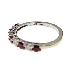 14k Solid White Gold Natural Ruby and Diamond Band Ring Size 4.5