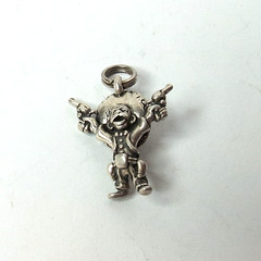 VTG 925 STERLING SILVER 3D MEXICAN PONCHO VILLA GUNMAN CHARM PENDANT 21MM HIGHT