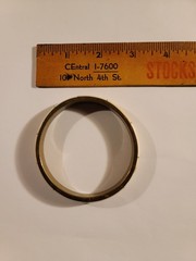 Vintage Brass Bangle Bracelet Bone Ivory Color Inlay