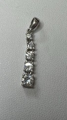 925 Sterling Silver Ross Simons 5-Stone Cubic Zirconia Drop Pendant, Prong Set