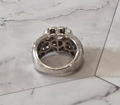 VINTAGE Blue & White CZ 925 Silver Always & Forever Bridal Wedding Ring sz 5