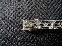 Antique Edwardian 14K White Gold Diamond Blue Sapphire Platinum Bracelet