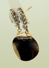 Retro Pretty square shape Rhinestones round gold Tone Pierced Dangles Earrings