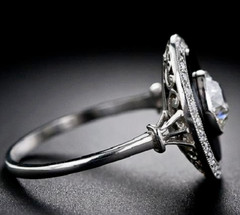 3 CT White Round Cut CZ & Black Onyx Art Deco Antique Wedding Ring In 925 Silver