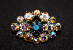 Small Vintage Bronze Soviet Brooch with stones pin Made in ussr 35*25 mm