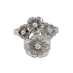 Vintage Sterling Silver 925 Floral Cluster Ring Size 9.5
