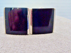VINTAGE STAMPED 925 SIGNED FAS OMEGA BACK POST BLACK ONYX EARRINGS 3/4″