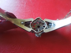 J7294 ANTIQUE BOHEMIAN TOMBAK GARNET CUFF BRACELET SEE DESCRIPTION