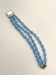 Vintage Sky Blue Faceted Crystal Beaded Multi Strand Bracelet