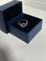 Vintage Cubic Zirconia Ring Silver Plated Womens Size 7