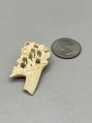 Vintage/Antique Carved Brooch Flower Bouquet Intricate Ivory Color