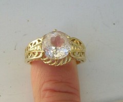 Beautiful 14K Yellow Gold & White Gemstone Ring 5.2 grams Size 8.25 STS