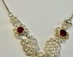 Antique Genuine Shell Cameo Faceted Red Stone Silver Tone Filigree Necklace