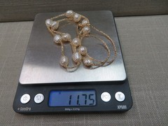 Vtg Italy 23.5″ 14K Yellow Mesh Gold Baroque Pearl Station Necklace 11.75 G