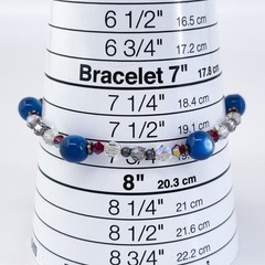 Vintage Sterling Silver 925 Glass and Crystal Beaded Bracelet 8″