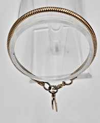 Vintage Gold Tone Heart Key Charm Bracelet 6 3/4″ Smooth Chain