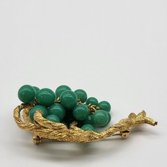 Incredible Bonsai Willow Brooch pin Jade Glass MCM Estate Jewelry Ivy
