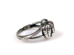 Vtg Sterling Silver 925 Art Nouveau Style Pink Solitaire Stone Ring Size 5.25
