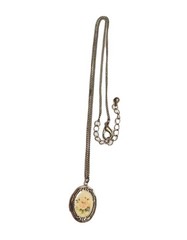 Vintage Pink Rose Resin Oval Locket Pendant Necklace Silver Tone Flower Retro