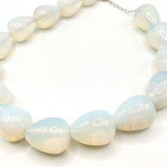 Vintage Chunky Signed HDNY Opalite Opaline Stone Statement Necklace 16”