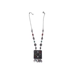 Vintage Tribal 9-Stone Pendant Necklace Boho Ethnic