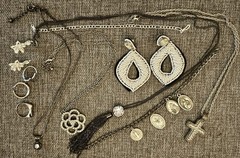 Vintage Jewelry Large Collection Silver Bracelets Earrings Necklaces Rings 21 Pc