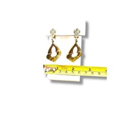 Vintage Gold Tone Damascene Drop Dangle Earrings Multi Tone Gold Silver Clips