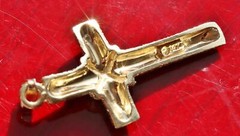 14k yellow gold 1.35″ diamond cut cross charm pendant handmade 2.45gr N3098C